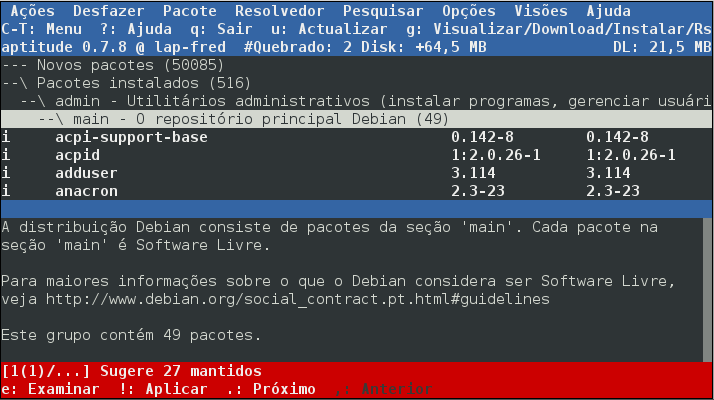 O gerenciador de pacotes aptitude
